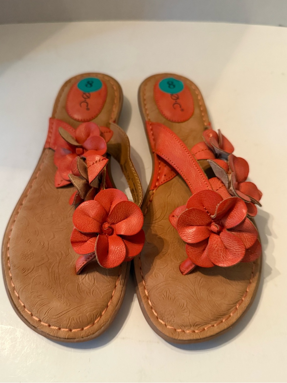 BOC Orange Thong Sandals with Attached Florets Women’s 8 New